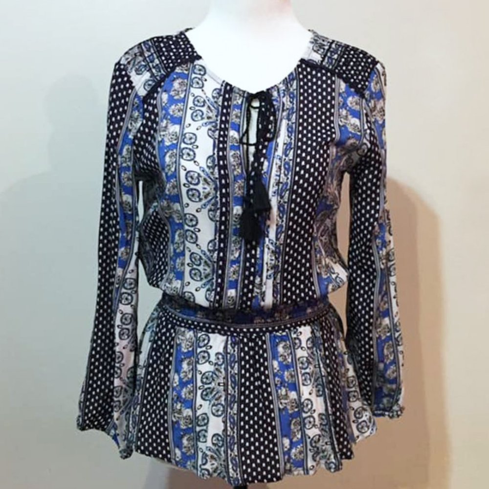 H&M Boho Fitted Waist Patterned Top